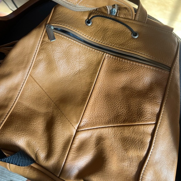 Fringed Leather Concho Backpack - Carmel - Picture 6 of 8